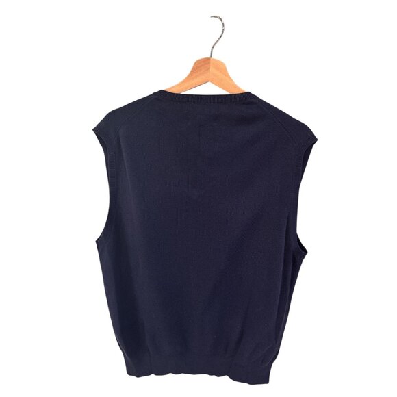 VGT academia Polo Ralph Lauren Mens Navy Blue Pima Cotton Sleeveless V-Neck - Picture 3 of 5